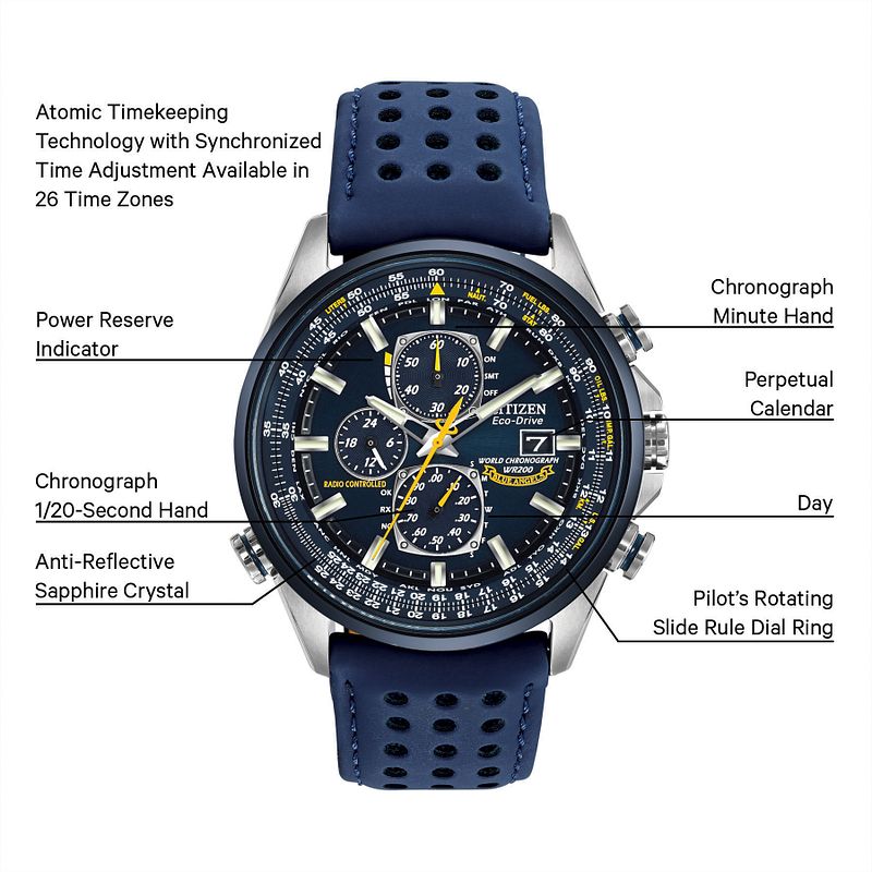 World Chronograph A-T - Men's Eco-Drive AT8020-03L Blue Watch